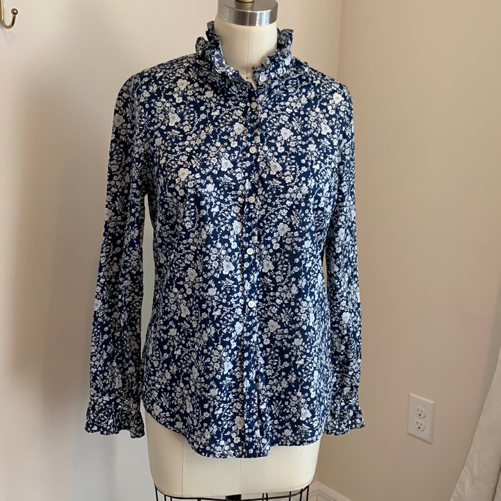 JCrew blouse. Color navy with white flowers